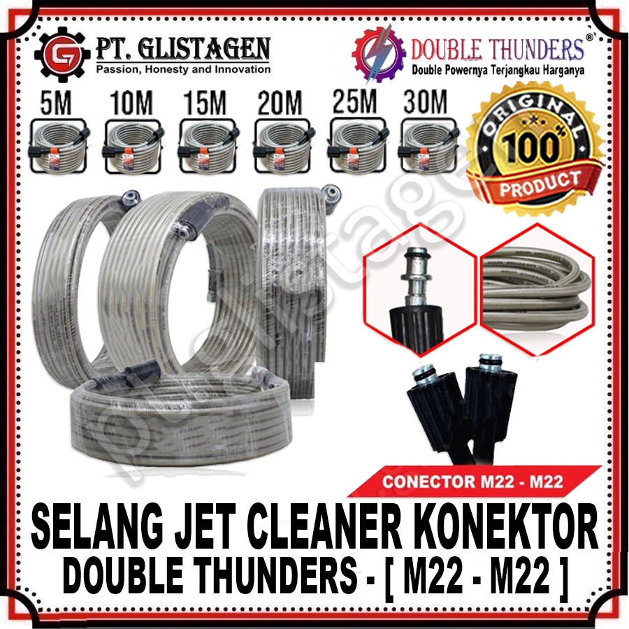 DT Selang Jet Cleaner ABU-ABU M22 x M22 25 Meter Selang Steam Cuci Motor Mobil Selang Mesin Steam Ke
