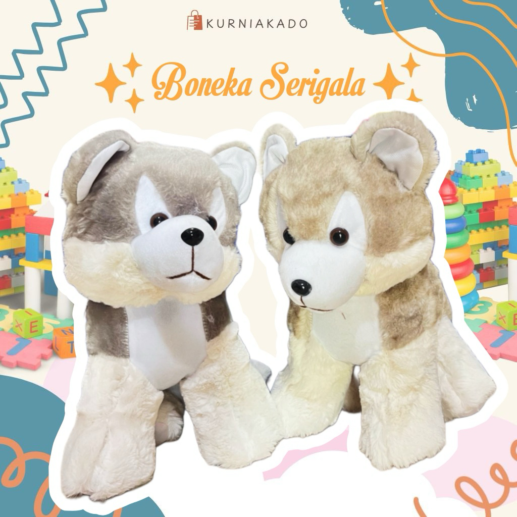 Boneka Srigala duduk korea lucu Boneka Karakter Serigala korea berekor lucu kurnia kado