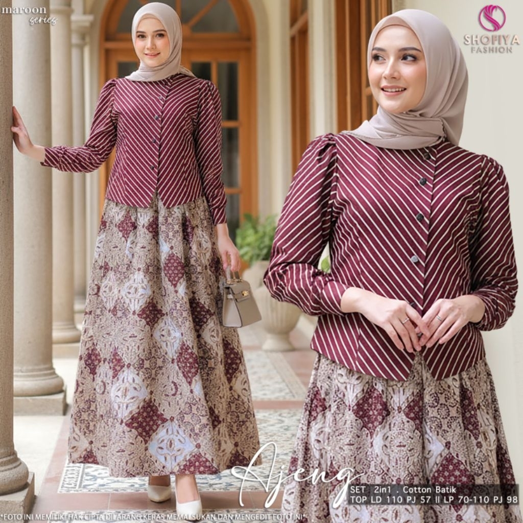 Setelan Wanita Ajeng Set Rok 2in1 Cotton Batik Nyaman Premium Oneset New Motif Mewah Bestseller By S