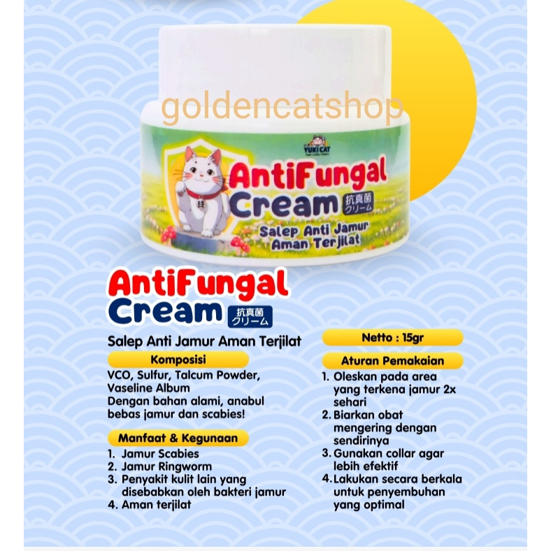 Yuki Anti Fungal Cream - salep anti jamur scabies kucing aman terjilat