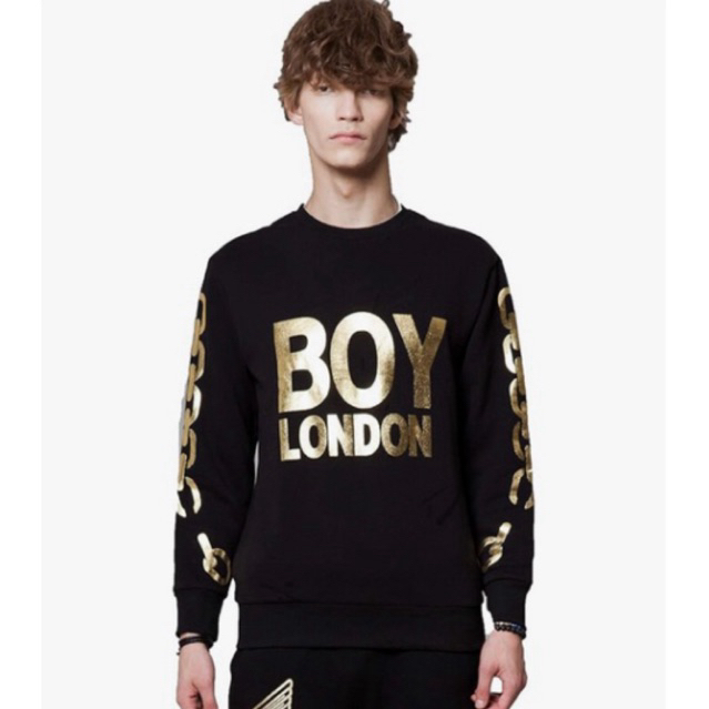 BOY LONDON Gold Chain Printed on Sleeves Sweatshirt-Black-Gold - BG4TL021