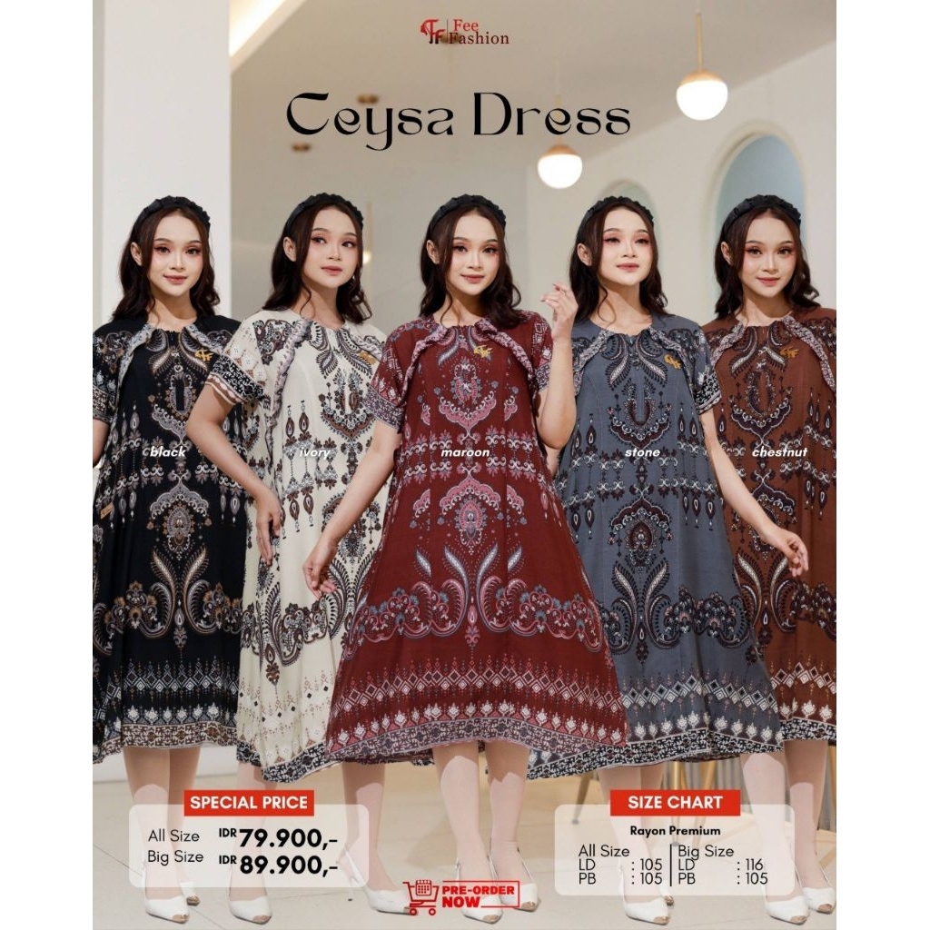 CEYSA DRESS (DASTER)// READY// FEE FASHION