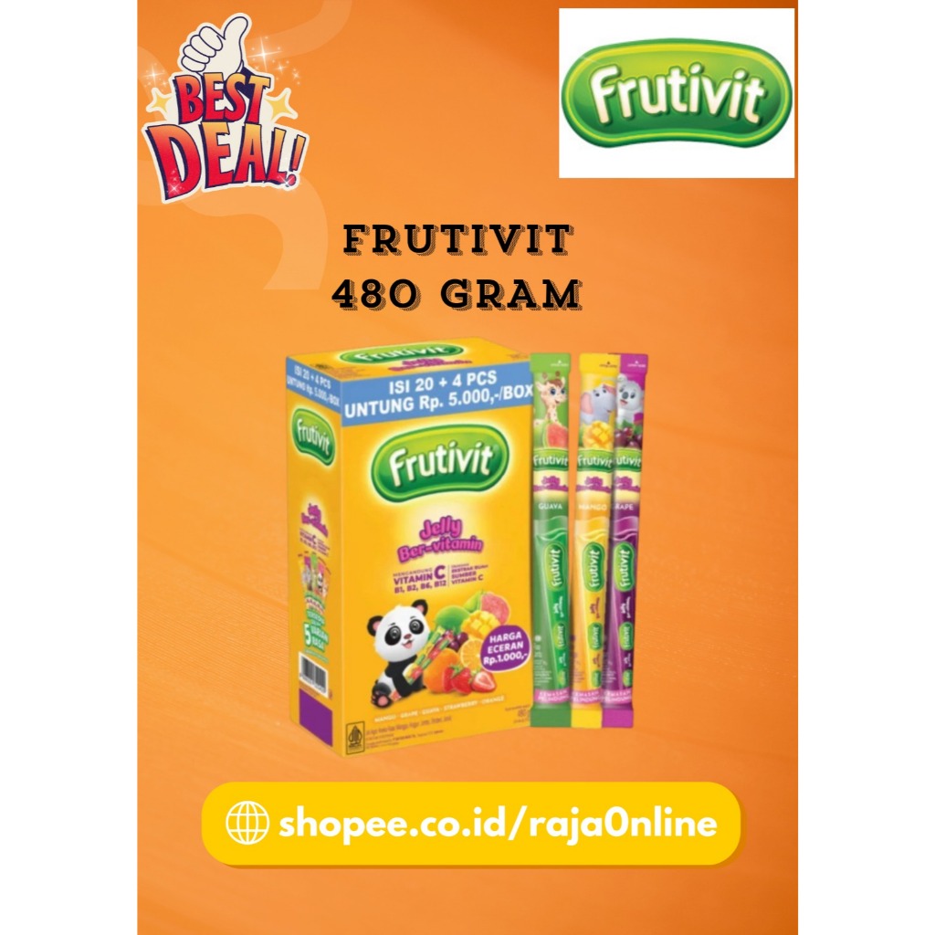 Frutivit GT Jelly Ber-Vitamin Cemilan Anak Vitamin C B Komplek 5 Rasa 24 Stick
