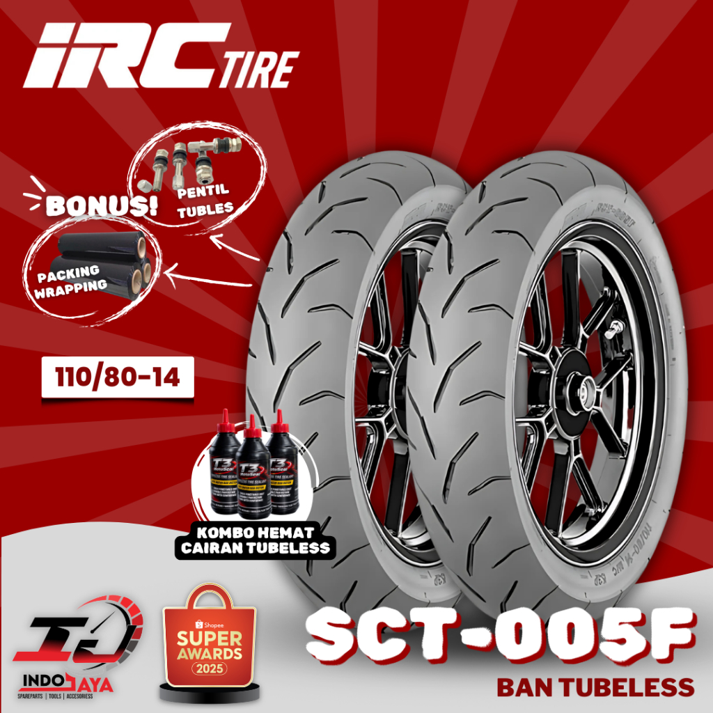 [READY COD] BAN LUAR TUBELESS IRC SCT 005F [FRONT] (110/80-14) BAN DEPAN AEROX / PCX / VARIO 150 / S