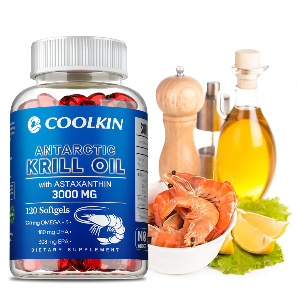 COOLKIN Krill Oil Infused with 200 mcg Astaxanthin: Non - Vegetarian Capsules for Optimal Health 300