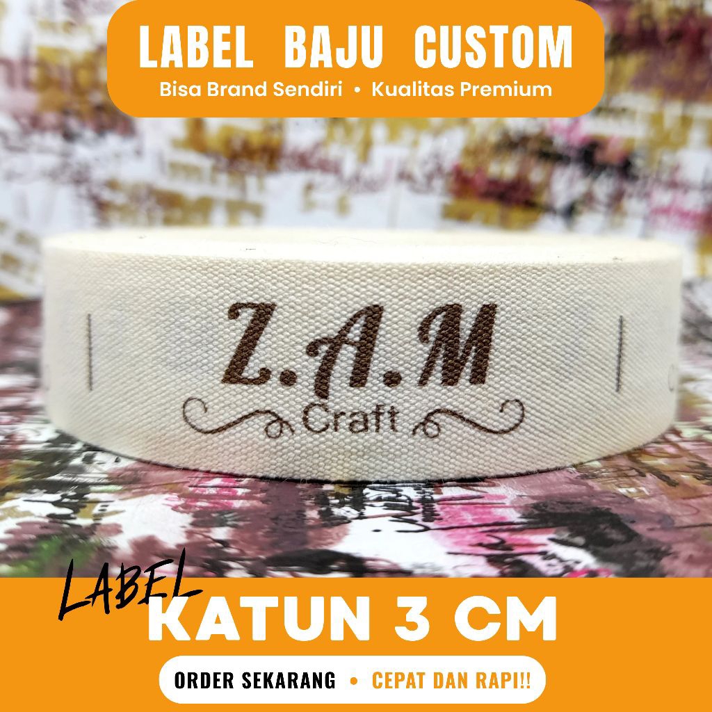 Label Baju Katun Custom 3cm - Label Custom