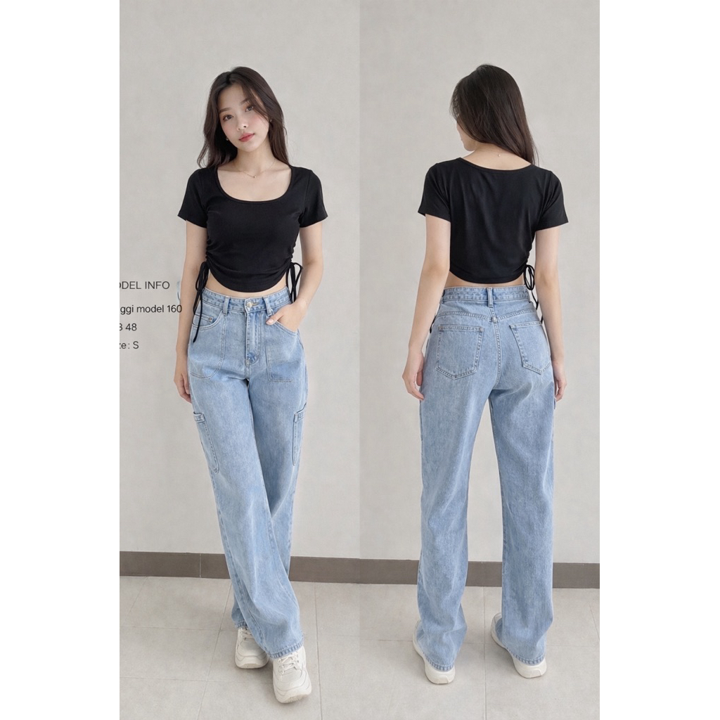 NEW CROPTEE CROP TOP KAOS SERUT KERAH KOTAK KOREA STYLE (KET.252) SPANDEK PREMIUM BAJU WANITA CROP