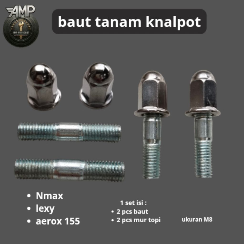 Set Baud tanam plus mur topi knalpot yamaha Nmax Lexy Aerox 155
