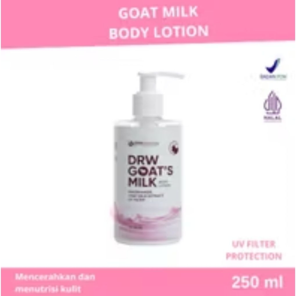 Lotion Pemutih Badan DRW Goat Milk Body Lotion - Mencerahkan, Melembapkan, Perlindungan UV