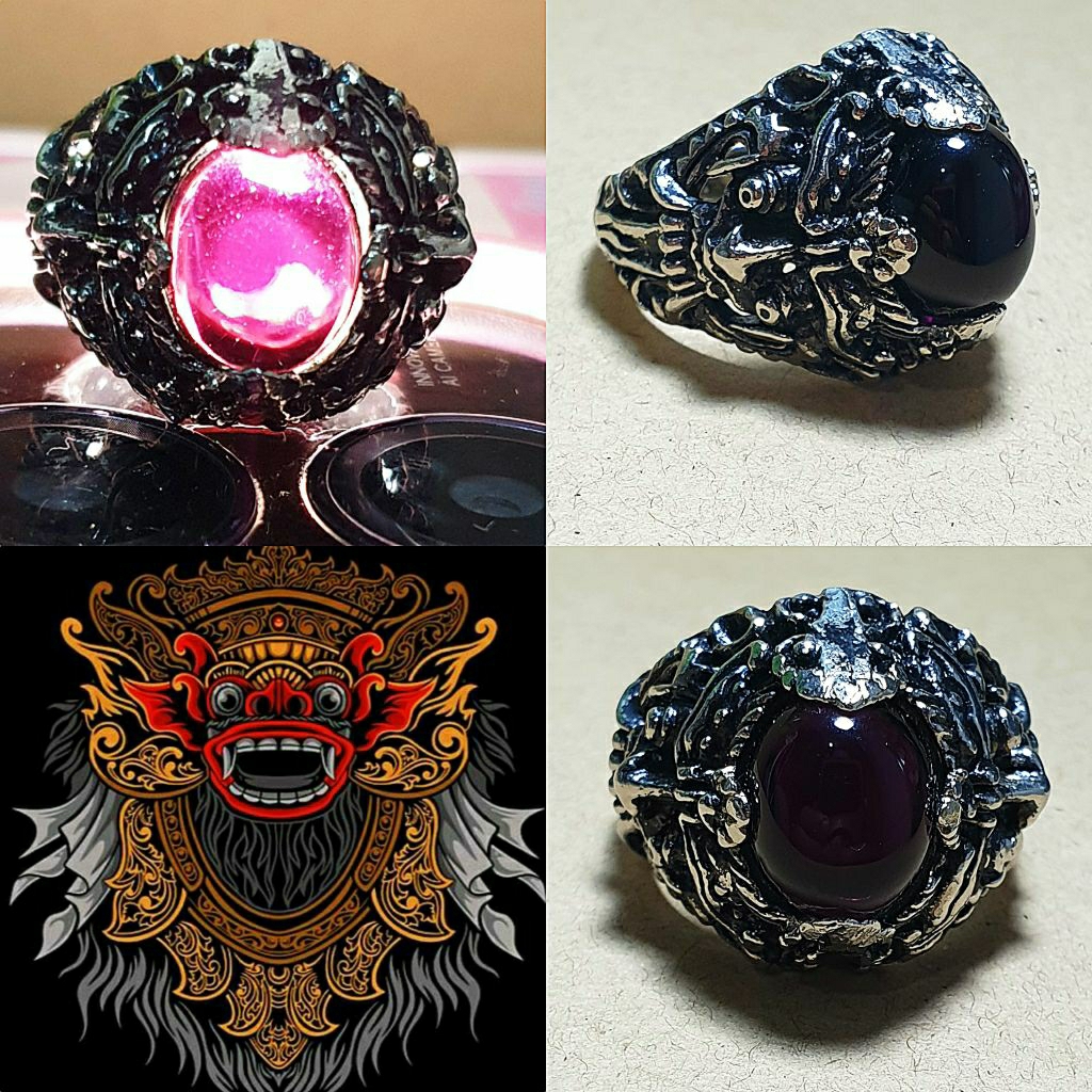 Cincin Barong kecubung wulung hitam pekat