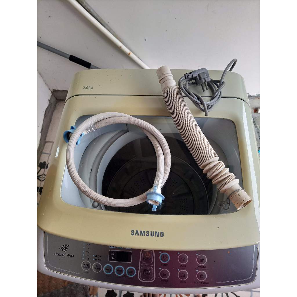 Mesin Cuci BEKAS 1 Tabung SAMSUNG WA70H4000SG Full Otomatis Low Watt Diamond Drum 7 KG