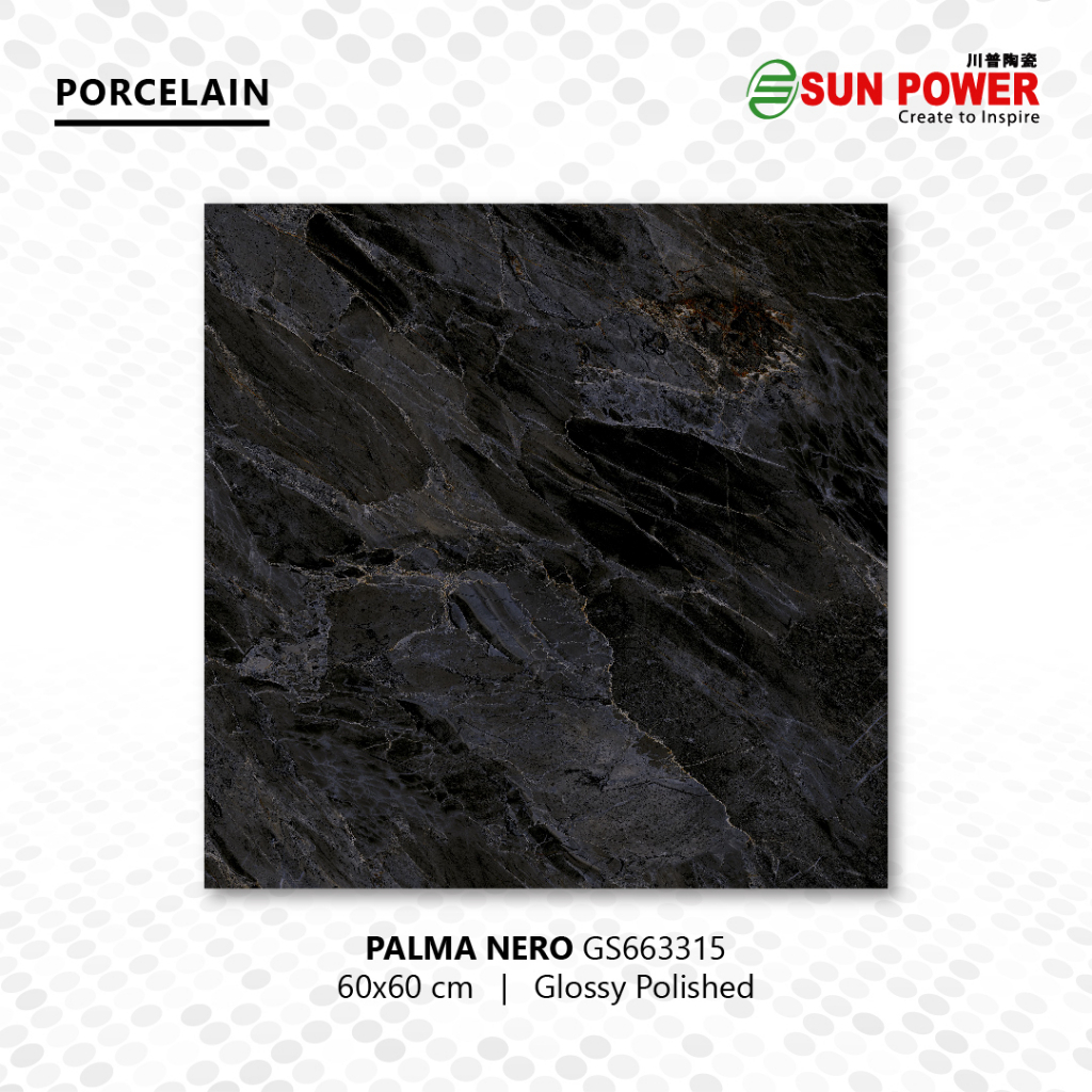 SUN POWER Palma Nero 60x60 | 120x60 Glazed Polished - Granit Tiles Lantai & Dinding Sun Power Cerami