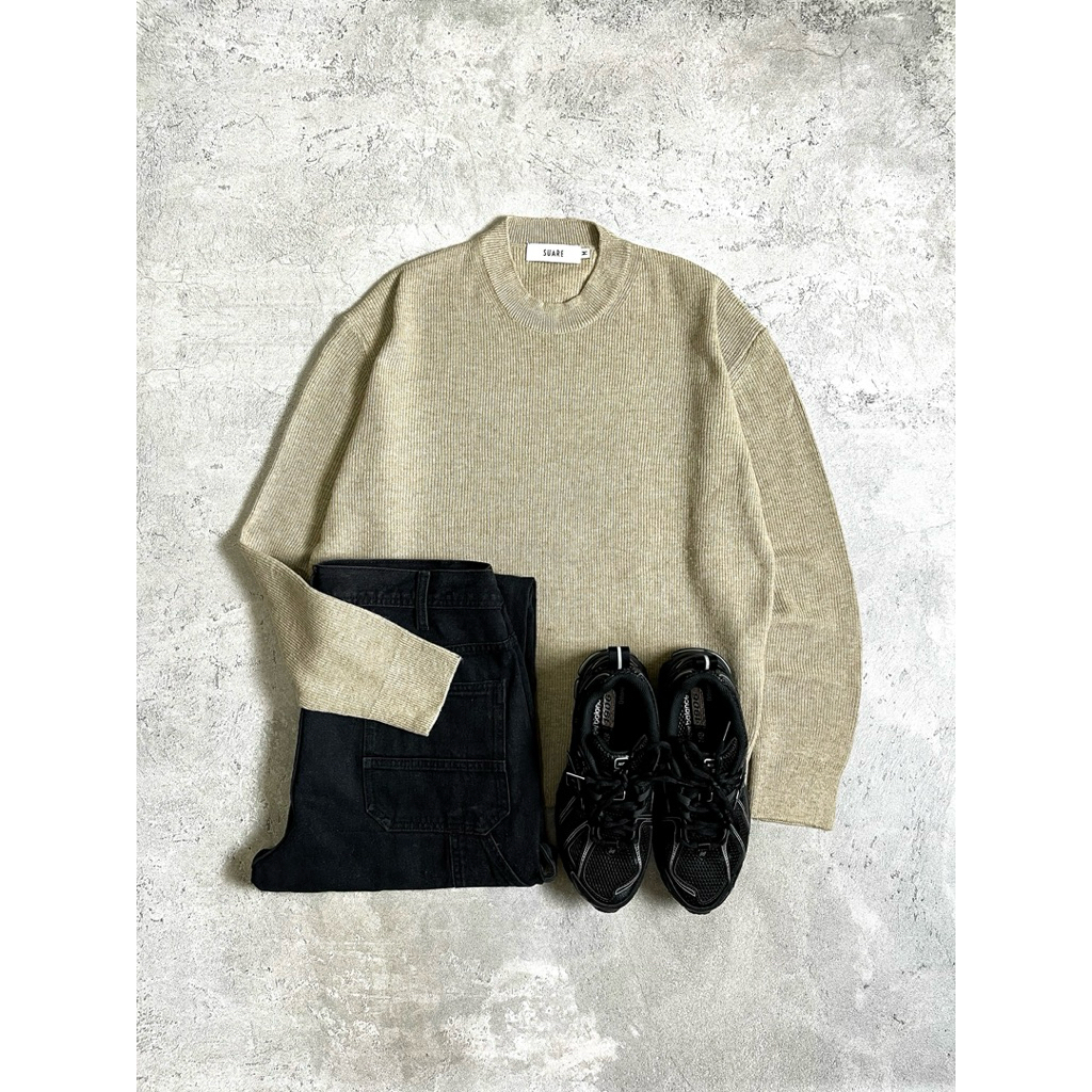 Suare Cream Knit Textured