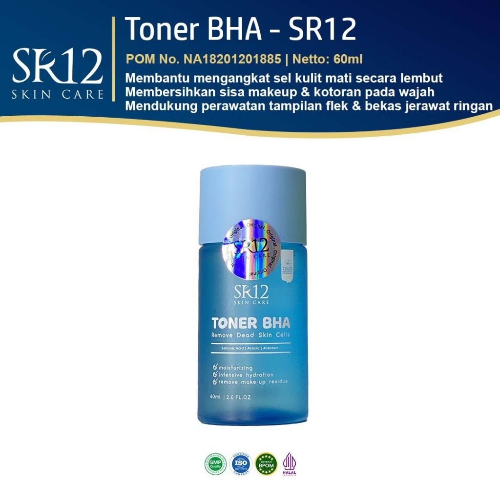 Toner BHA SR12 eksfoliasi kulit wajah