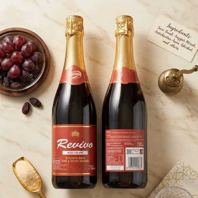 REVIVO Red Grape Sparkling 750ml - Minuman Bersoda Halal