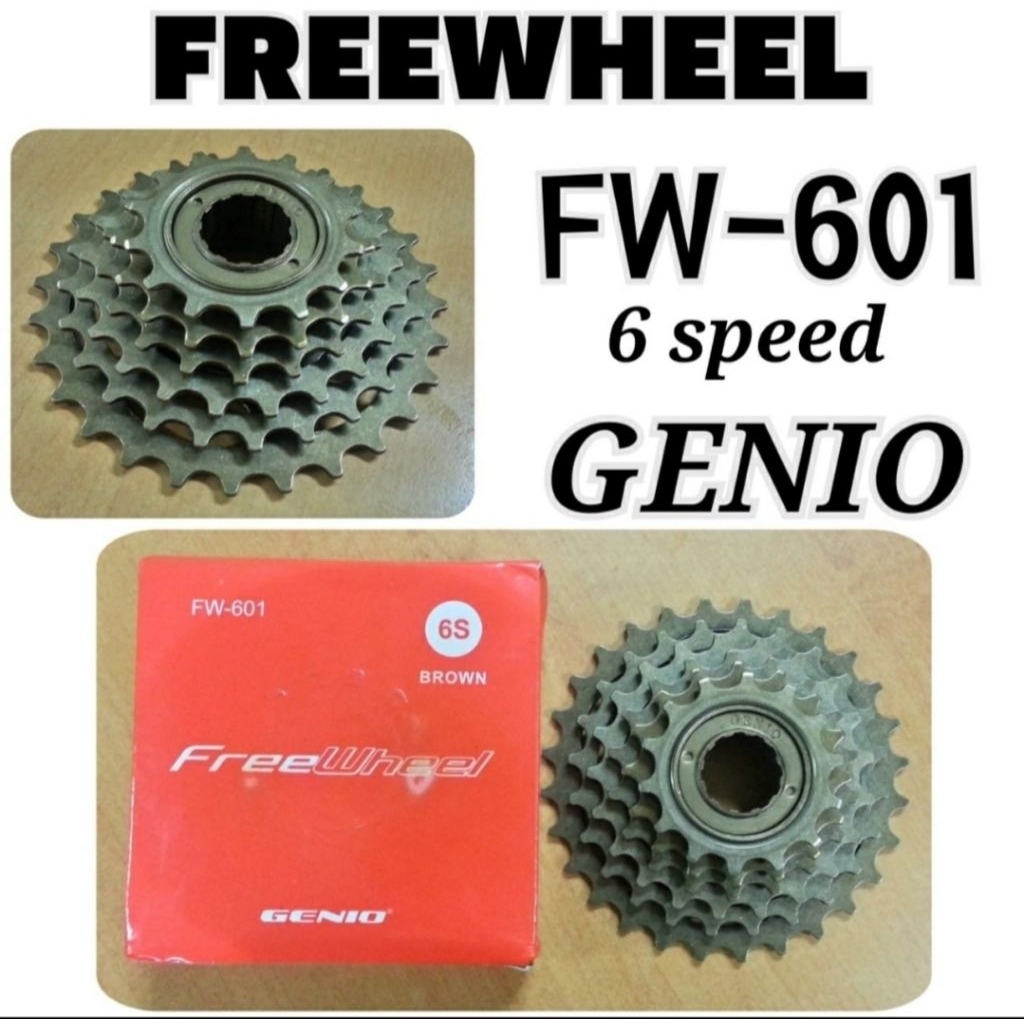 Freewheel Susun GENIO Gear Gir Belakang Susun Sepeda 6 Speed Drat Ulir Lipat MTB Gunung