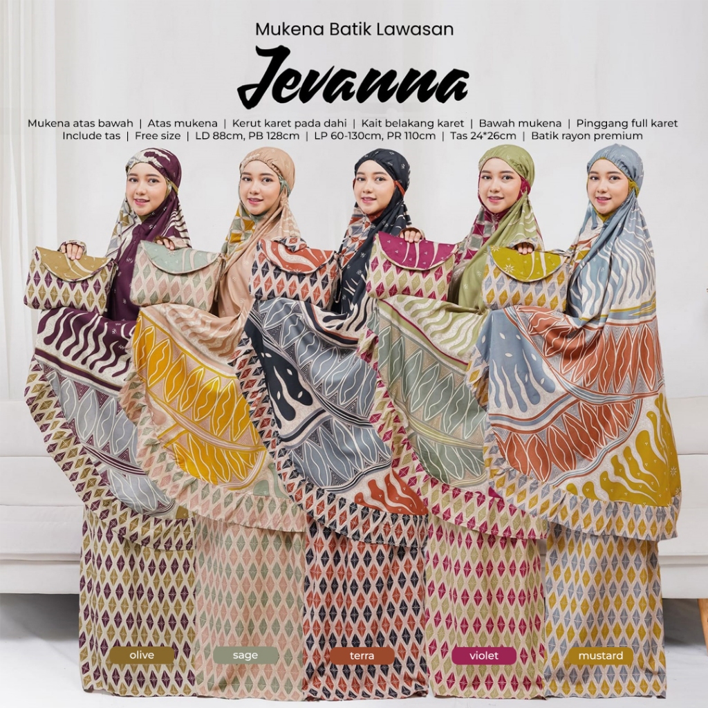 FJ Mukena AB JEVANNA Rukuh Telekung Atas Bawah Batik Rayon Premium Perlengkapan Ibadah Sholat Fashio