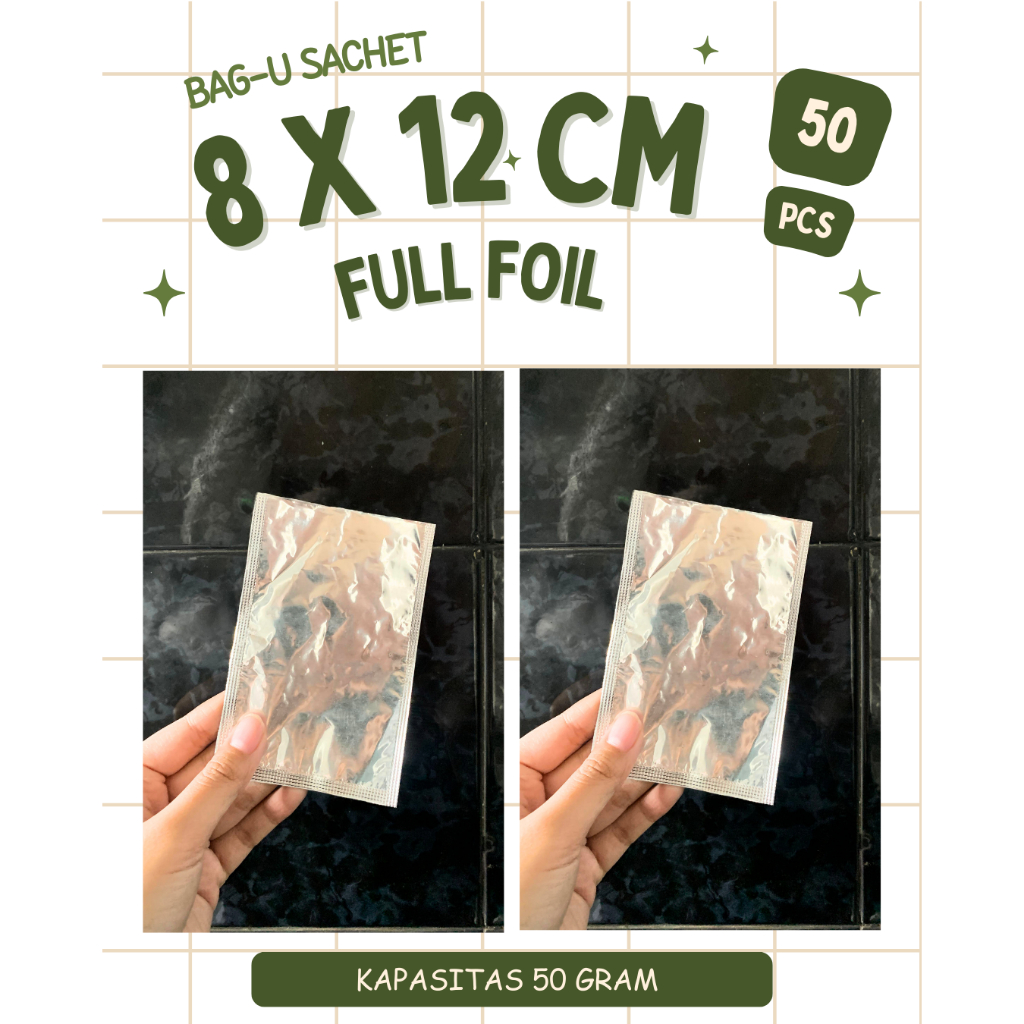 Plastik Sachet Aluminium Foil Metalized 8x12 Isi 50 Pcs Untuk Beras 5 Kg Sealer