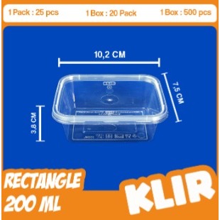 Thinwall Rectangle Klir Ukuran 200 300 650 800 ML Box Bening Food grade Kotak Bening Wadah Plastik S