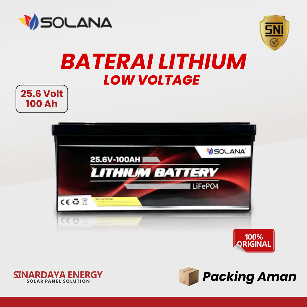 Solana Lithium LiFePO4 25.6V 100Ah Wall Mounted - Baterai Aki Panel Surya PLTS Original