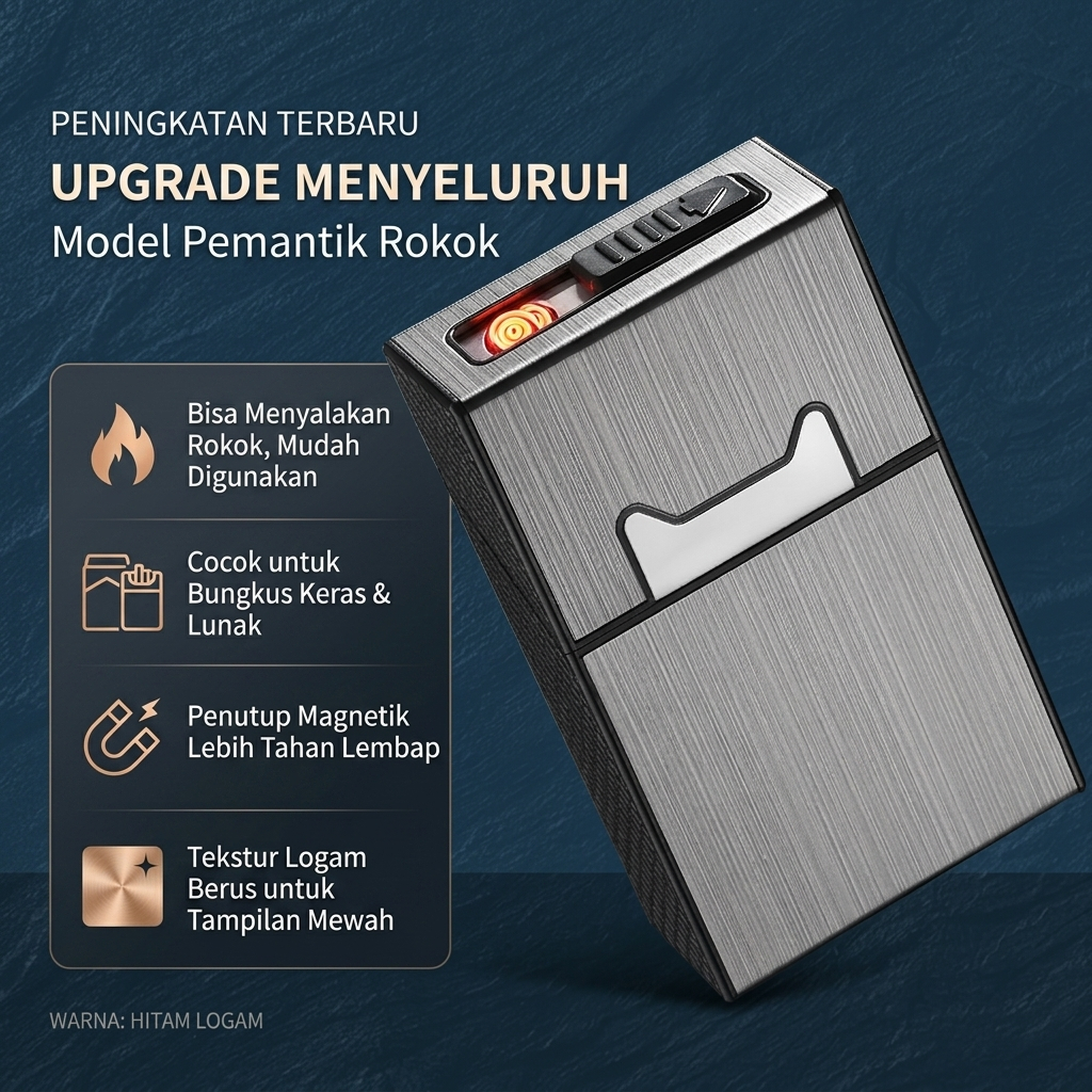 Kotak Rokok Pemantik Listrik Usb Isi Ulang Wadah Rokok Travel Tahan Air Kemasan Luar Ruangan Portabe