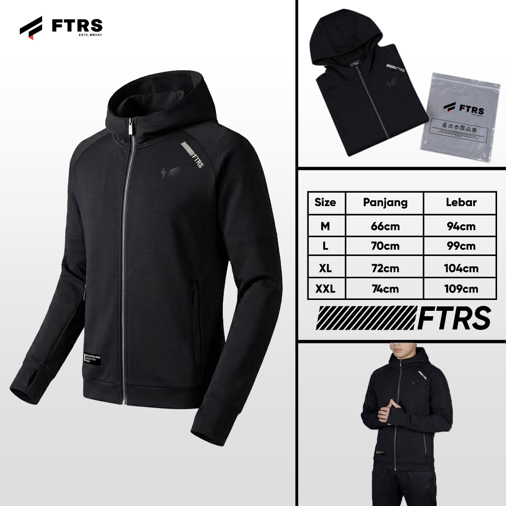 FITRAS - Jaket Olahraga Pria Zipper Running Gym Scuba