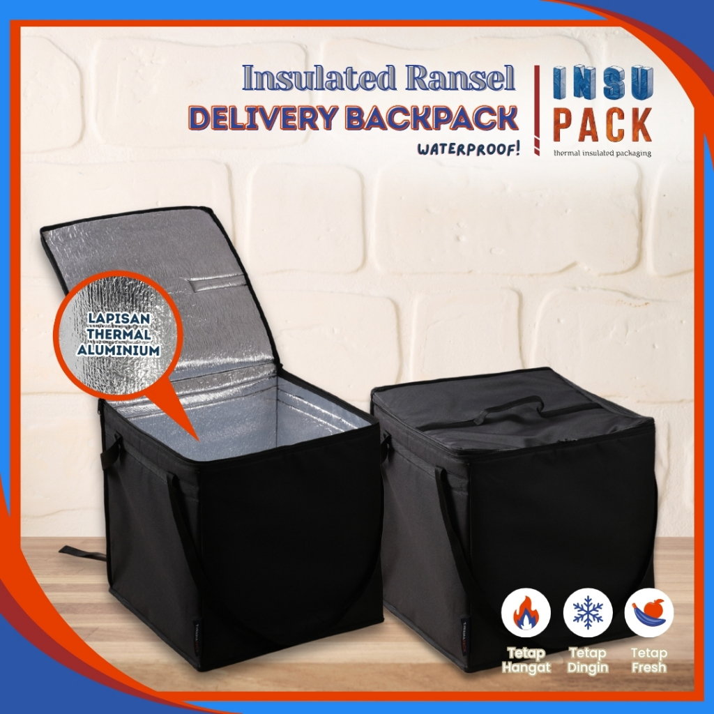 InsuPack Insulated Ransel - Thermal Delivery Backpack, Cooler Bag Jumbo, Tas Kurir Motor, Tas Ojol