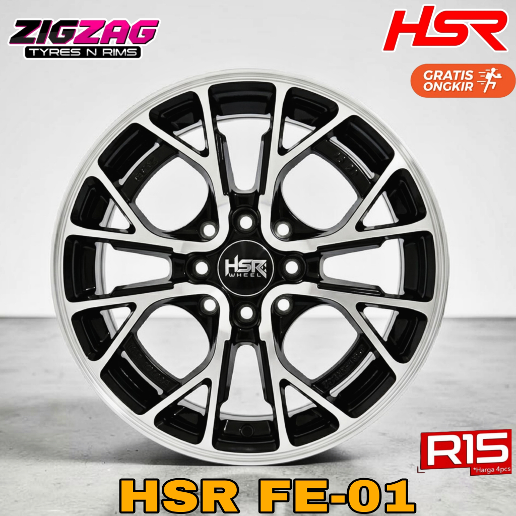 Velg Racing Ring 15 HSR FE-01 Brio Mobilio Avanza Xenia Binguo Estilo Hitam Polish