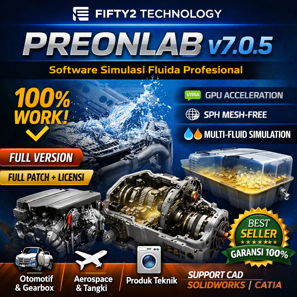 FIFTY2 Technology PreonLab v7.0.5 Full Version | Software Simulasi Fluida (CFD) Profesional Berbasis