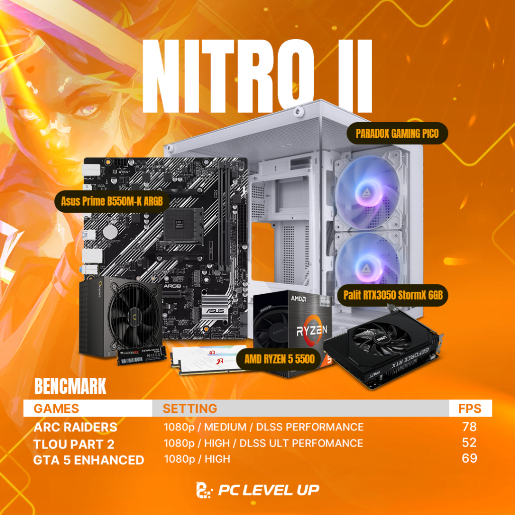 PAKET PC GAMING 11JUTAAN  RYZEN 5 5500 RTX3050 RAM 16GB  | Paket PC NITRO II