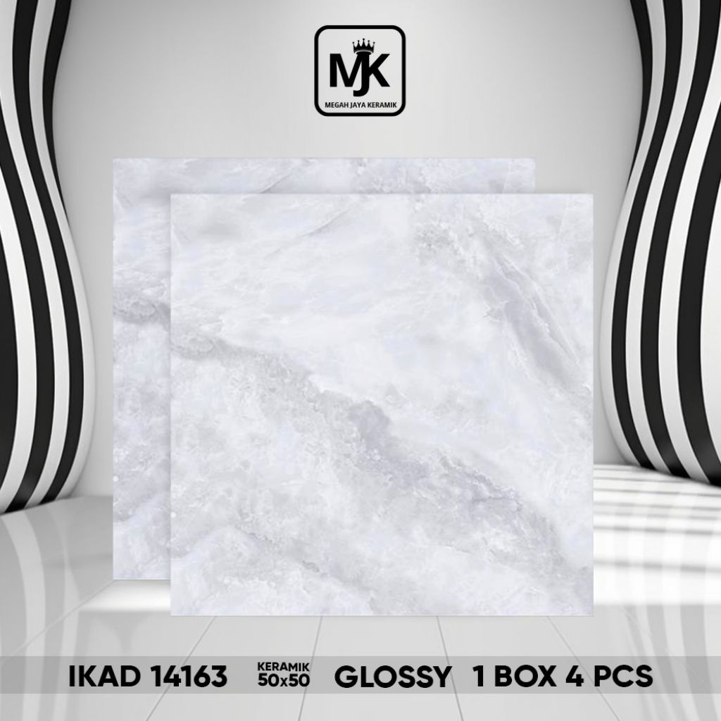 Keramik lantai Glossy Ikad 1416 Grey 50 x 50