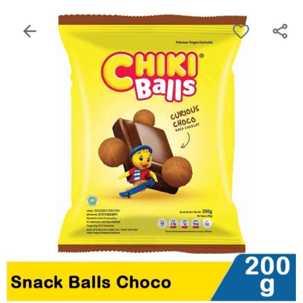 chiki balls rasa coklat jumbo 200 gr