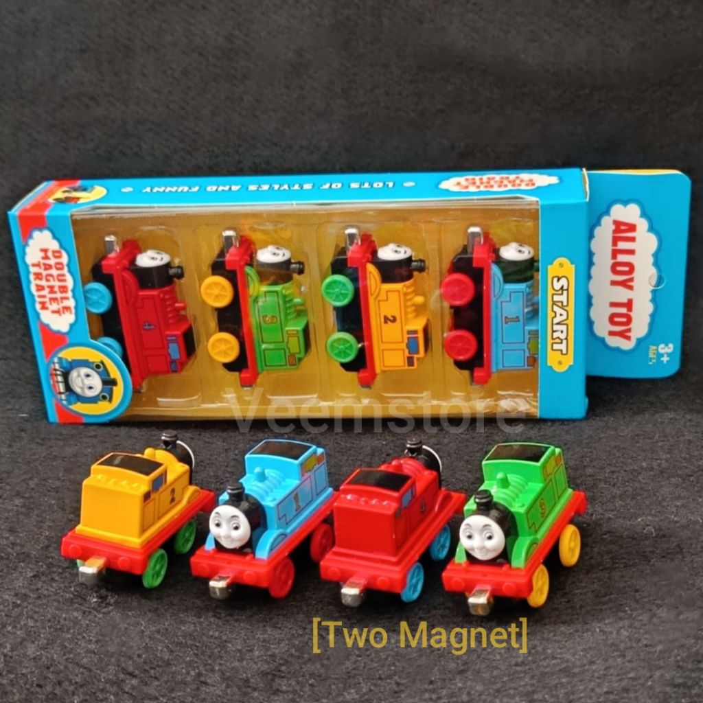 Die Cast Mainan Kereta Api Thomas and Friends 4pcs [Magnetic and Pullback Action Wheels]