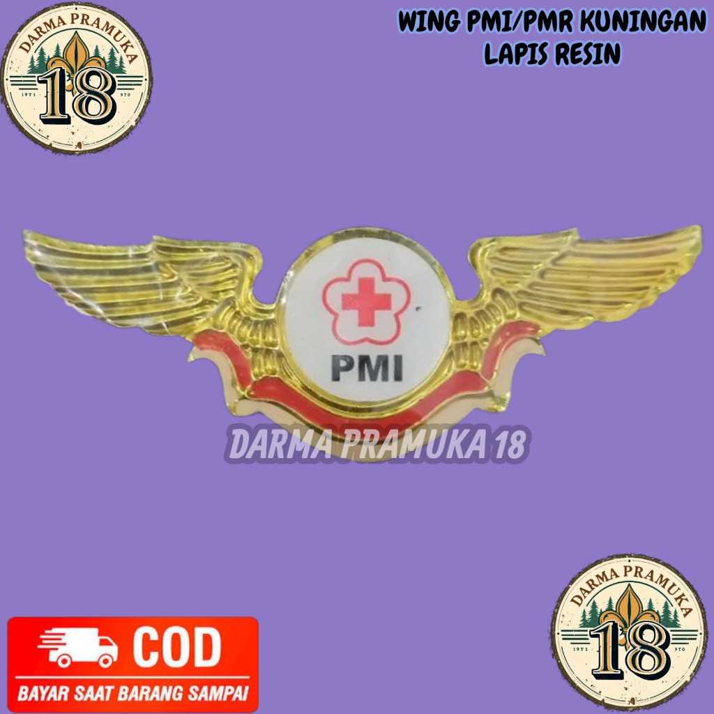 WING PIN BROS PMI PMR LOGO BULAT WARNA PUTIH bijian