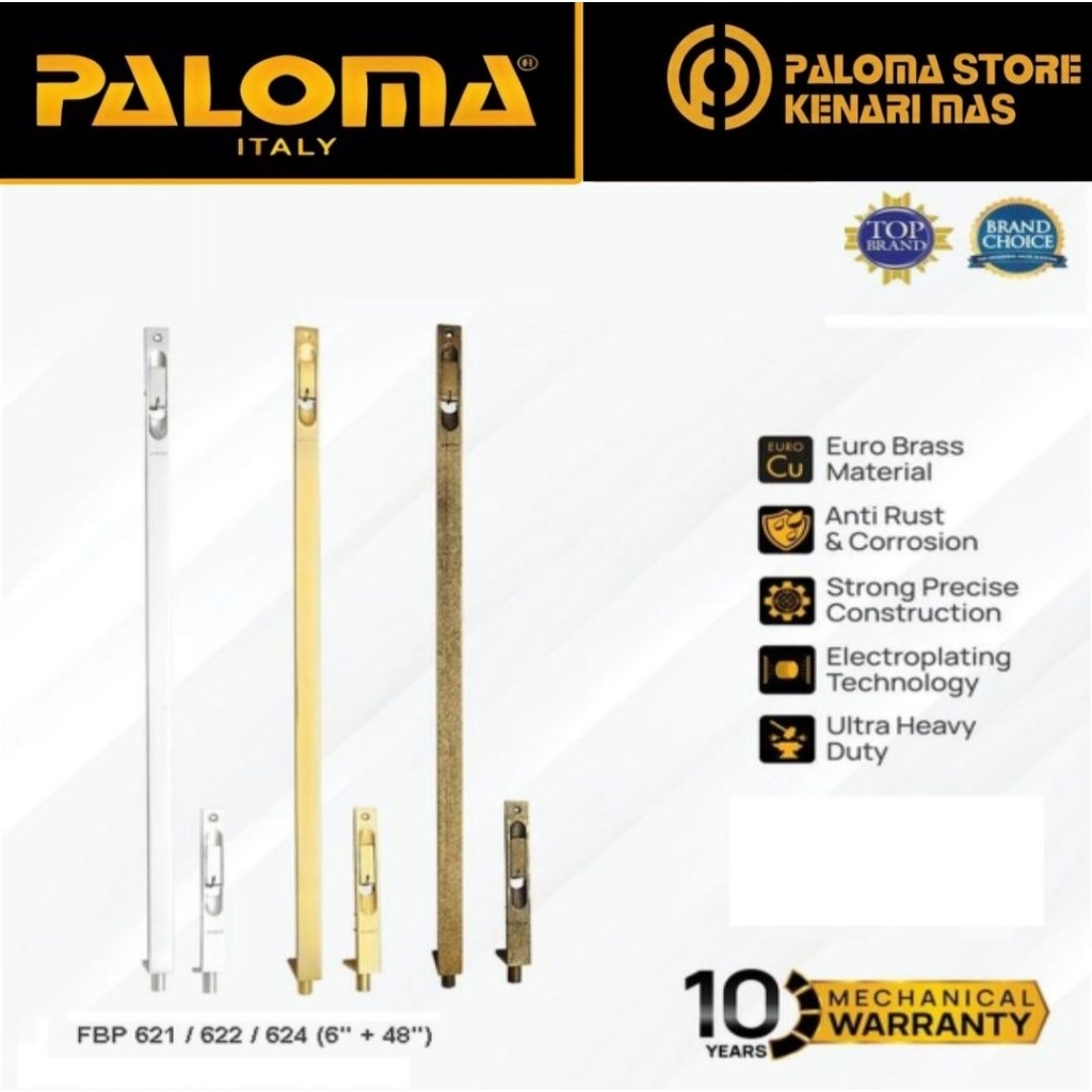 PALOMA FBP 621 622 624 Flush Bolt SABRINA 6 + 48 Inch (15CM+120CM) Grandel Tanam Slot Kunci Pengaman