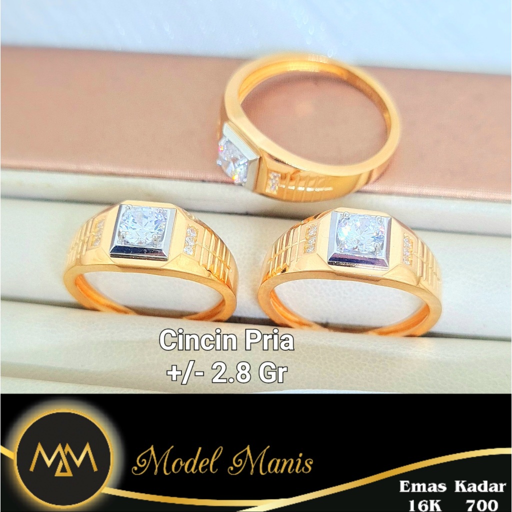 Cincin Pria Kotak Emas Kuning 700 kadar 16k