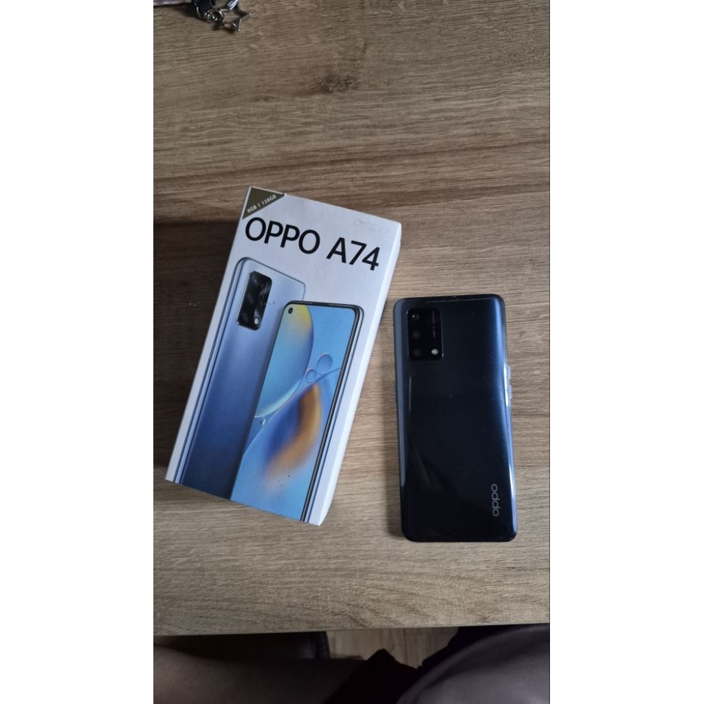 HP second OPPO A74 4G ex pemakaian 6GB/128GB warna Hitam Prisma