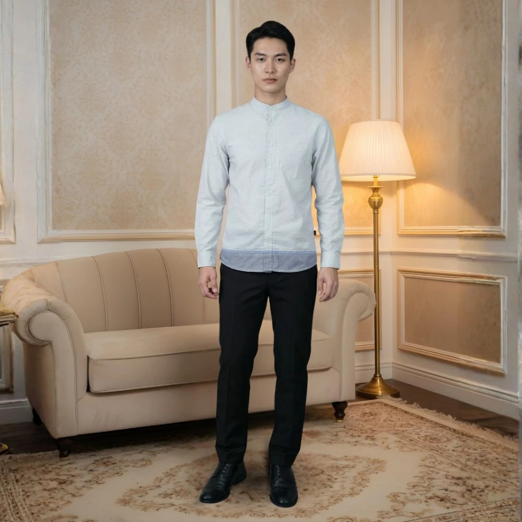 Zoya Kafin Menswear - Baju Koko Pria Lengan Panjang - Bahan Cotton Slub - Zoya Superstore