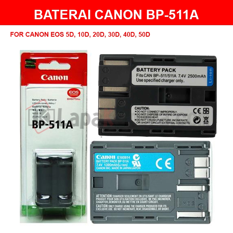 Baterai canon BP-511A for kamera 10D 20D 30D 40D 50D 5D mark 1