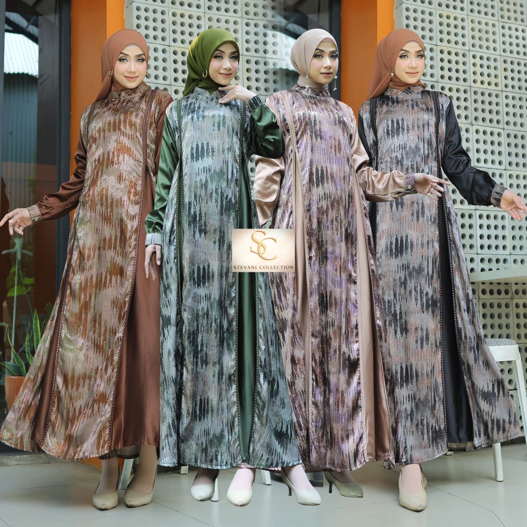 Gamis Wanita Elegan Mewah Aurora Sutra Wudhu Friendly Lebaran Kondangan Pengajian