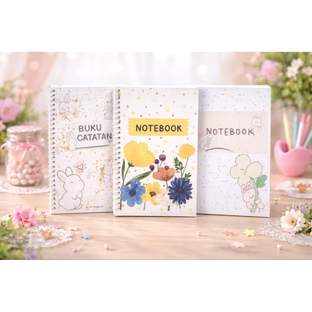 NOTEBOOK A5 JILID KAWAT SPIRAL (Lucu • Kekinian • Halaman Tebal)