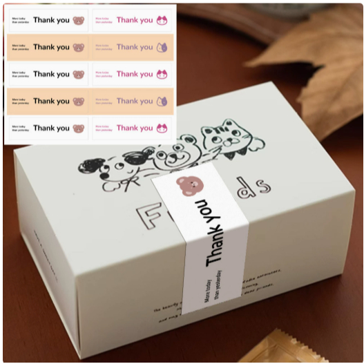 100 pcs Stiker Panjang 2x7cm 2cm x 7cm Label Sticker Thank You For Your Order Senyum Manis Lucu Stik