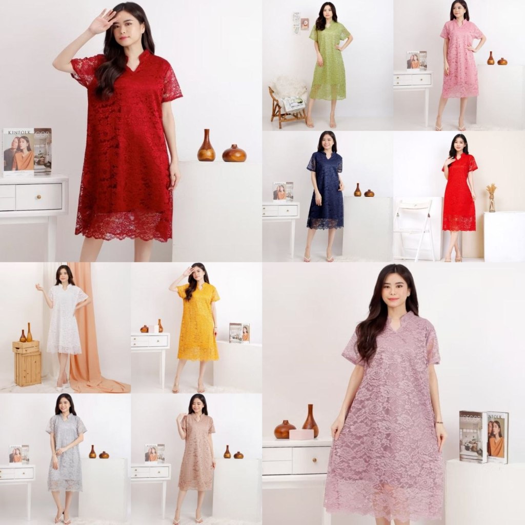 FASHION WANITA RI2604 - DRESS BRUKAT BIG SIZE TERESA SIZE XXL & XXXL - MIDI DRESS SUPER JUMBO - DRES