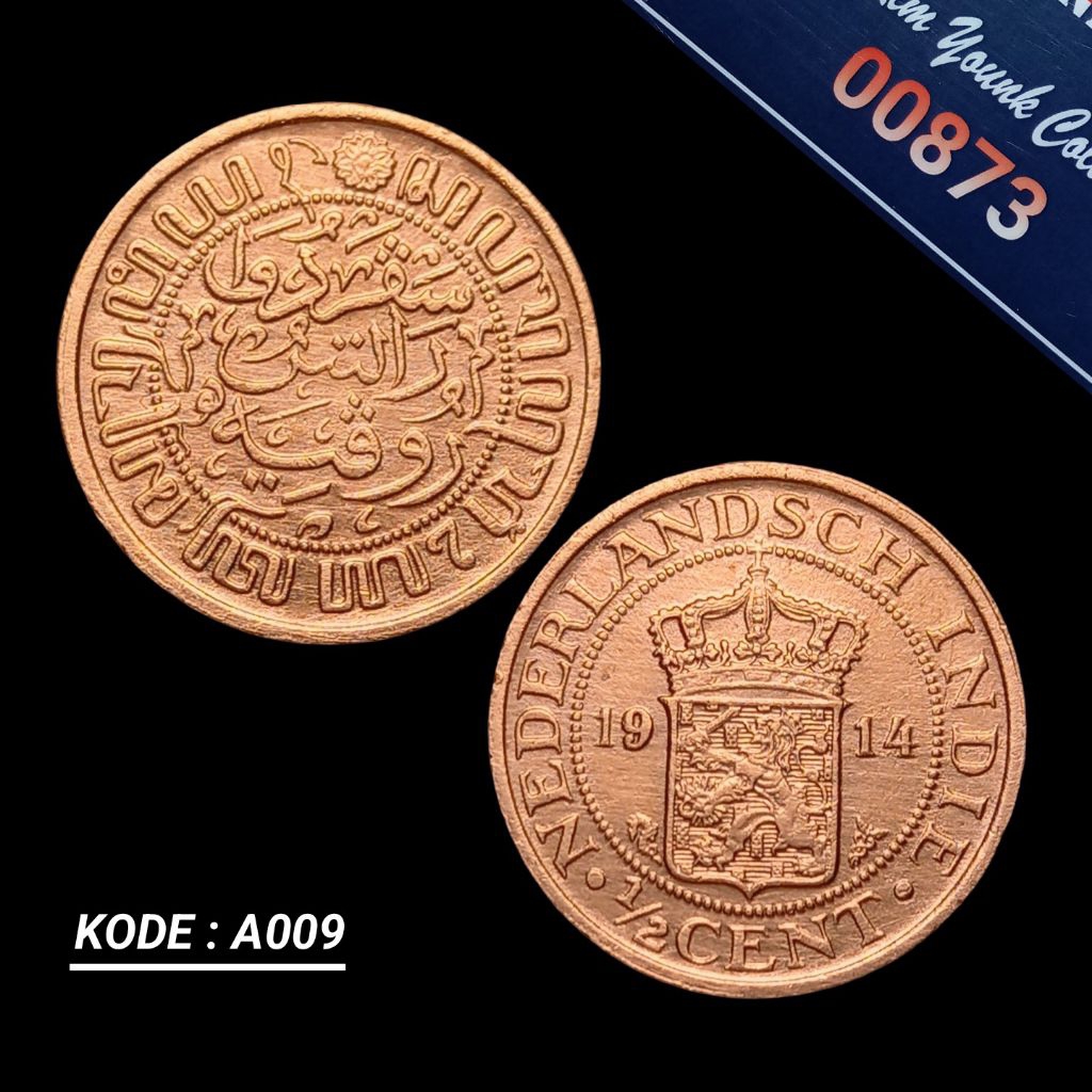 UKI009Coin 1/2 Cent Benggol Kecil (Nederlandsch Indie) Thn Tua 1914 Detail Bagus Sesuai Difoto Kode: