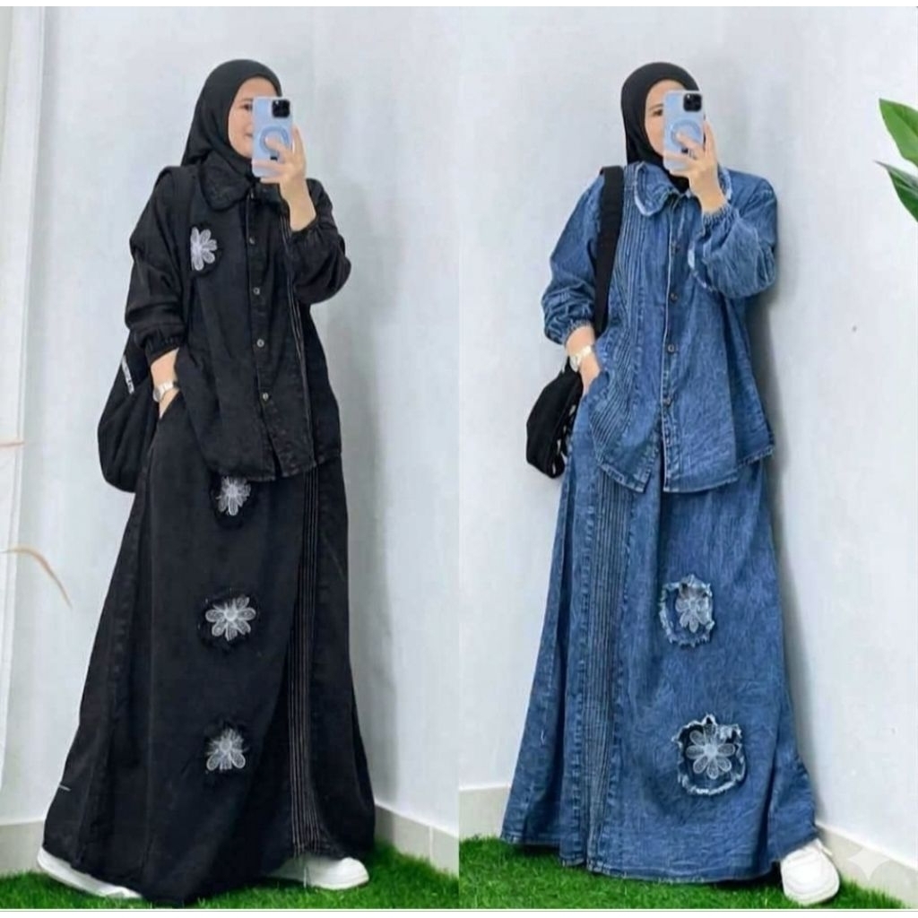 ONESET ROK / SETELAN PAKAIAN WANITA / SETELAN JEANS ROK WANITA KEKINIAN LD.120