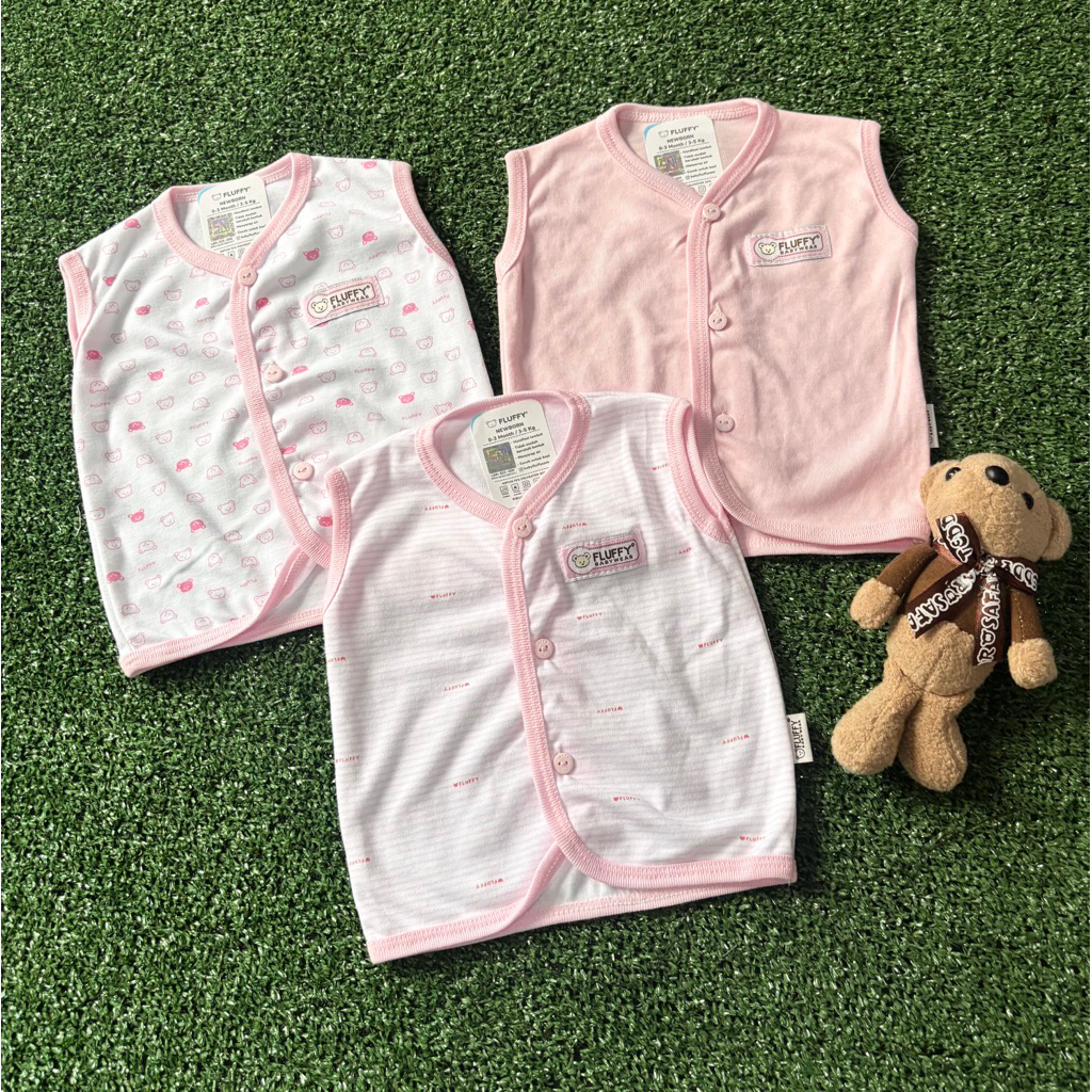 set 3 pcs baju kutung bayi new born 0-3 bulan merk fluffy fluffy baby wear