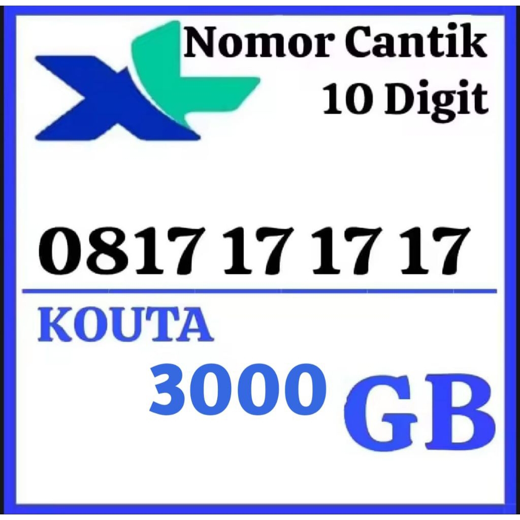 promo kartu XL nomor cantik 10digit bonus kuota 3000 GB/360hari bisa di gunakan di seluruh wilayah I