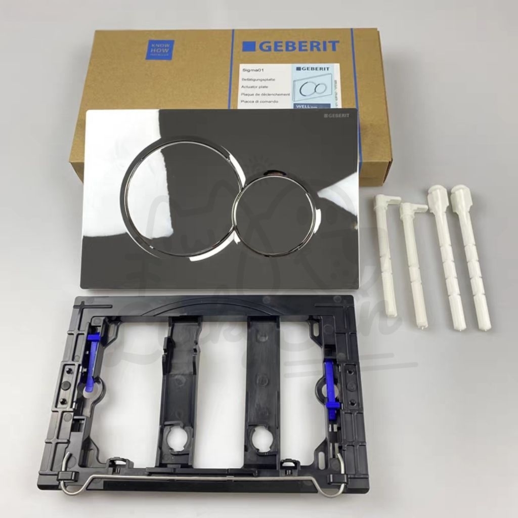 Tombol Flush WC Tanam Geberit Sigma01 Chrome / Gold Premium – Flush Plate Dual Flush UP300 UP320 Set