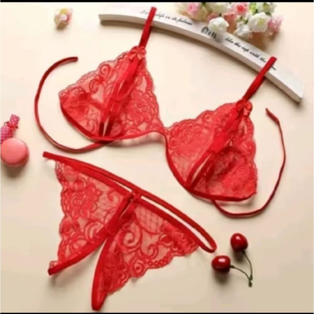(JUMBO) Set bra + G string Korea Style Renda Pita