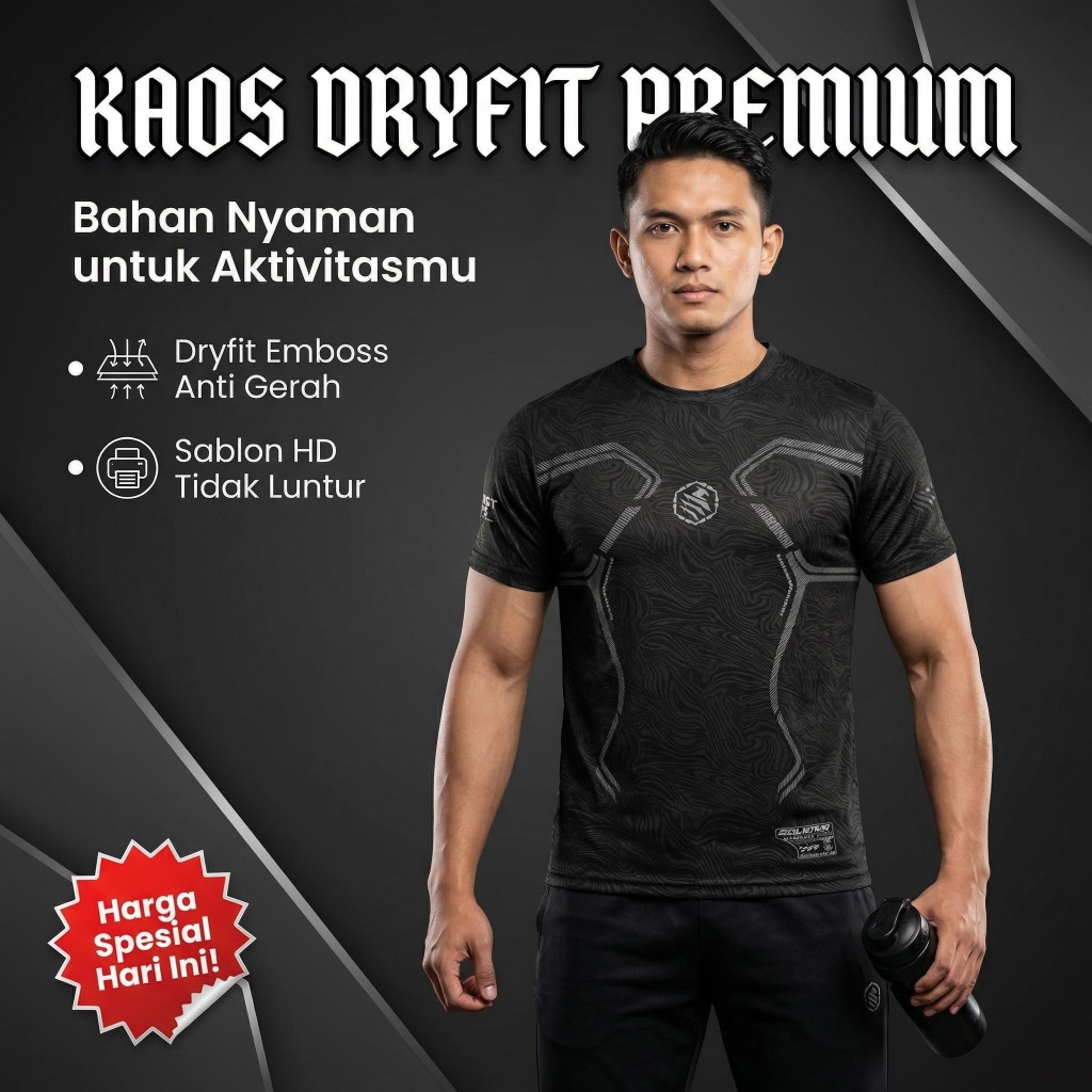 Kaos Drayfit Emboss  Eksklusif  3D sablon timbul– GHOST OPS Series | Reflektif